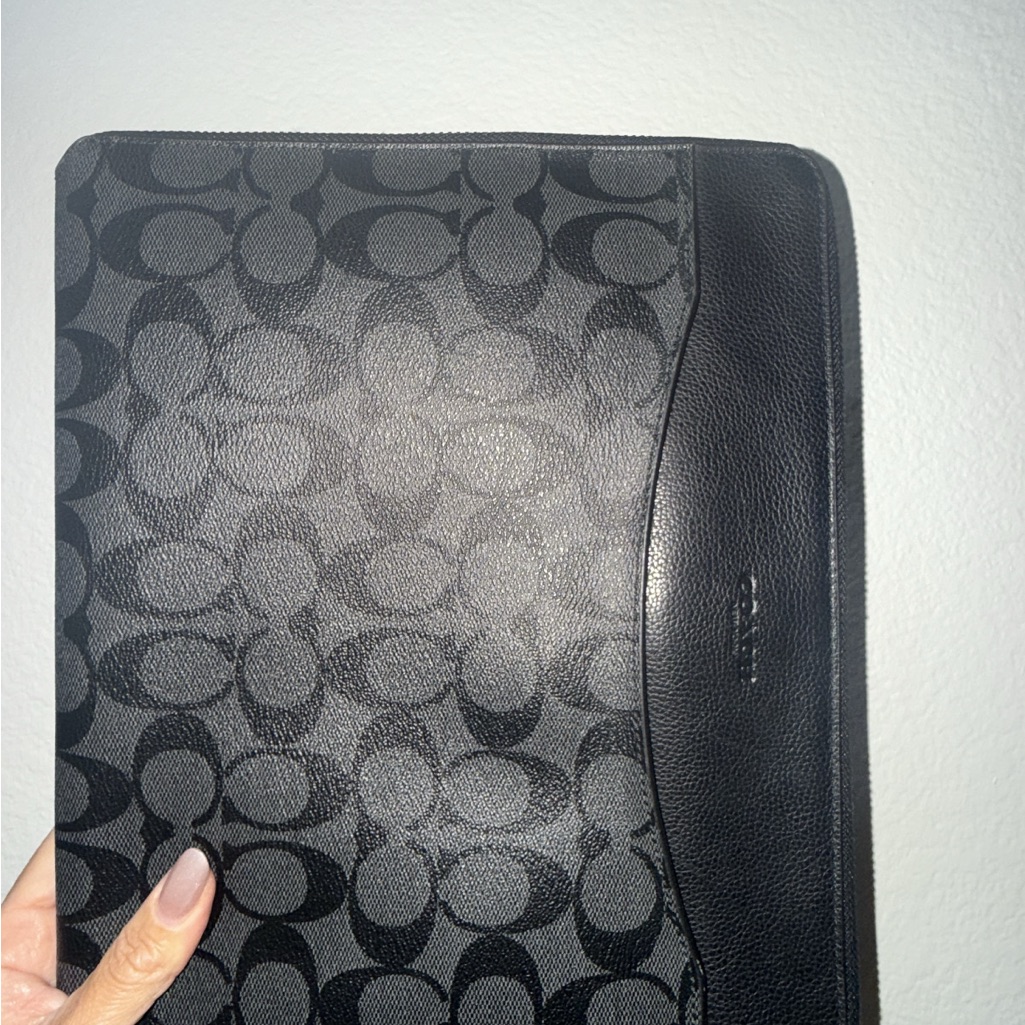 Coach Black Signature Pvc Zip Folio